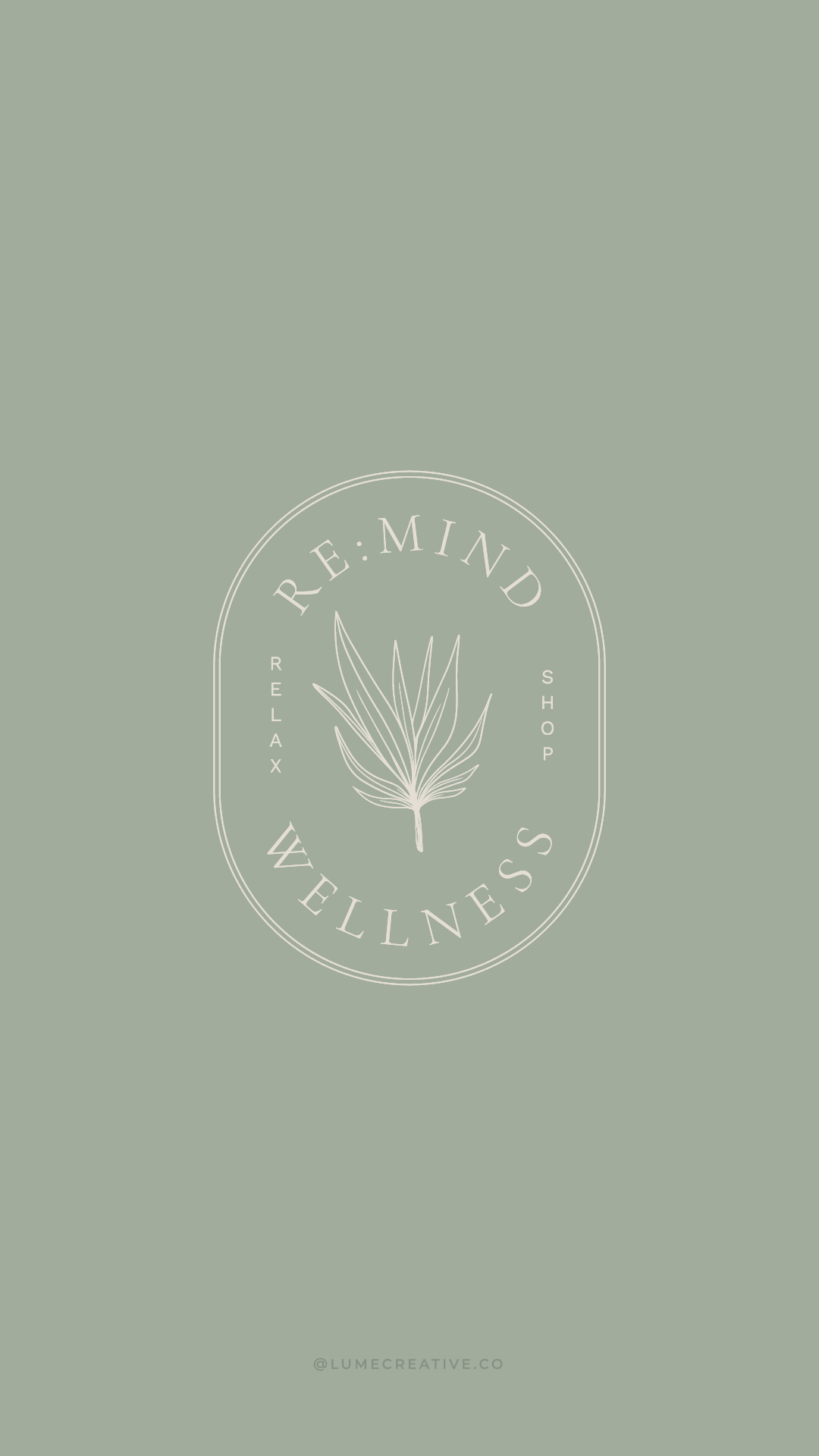 A logo for re mind wellness with a leaf in a circle on a green background.