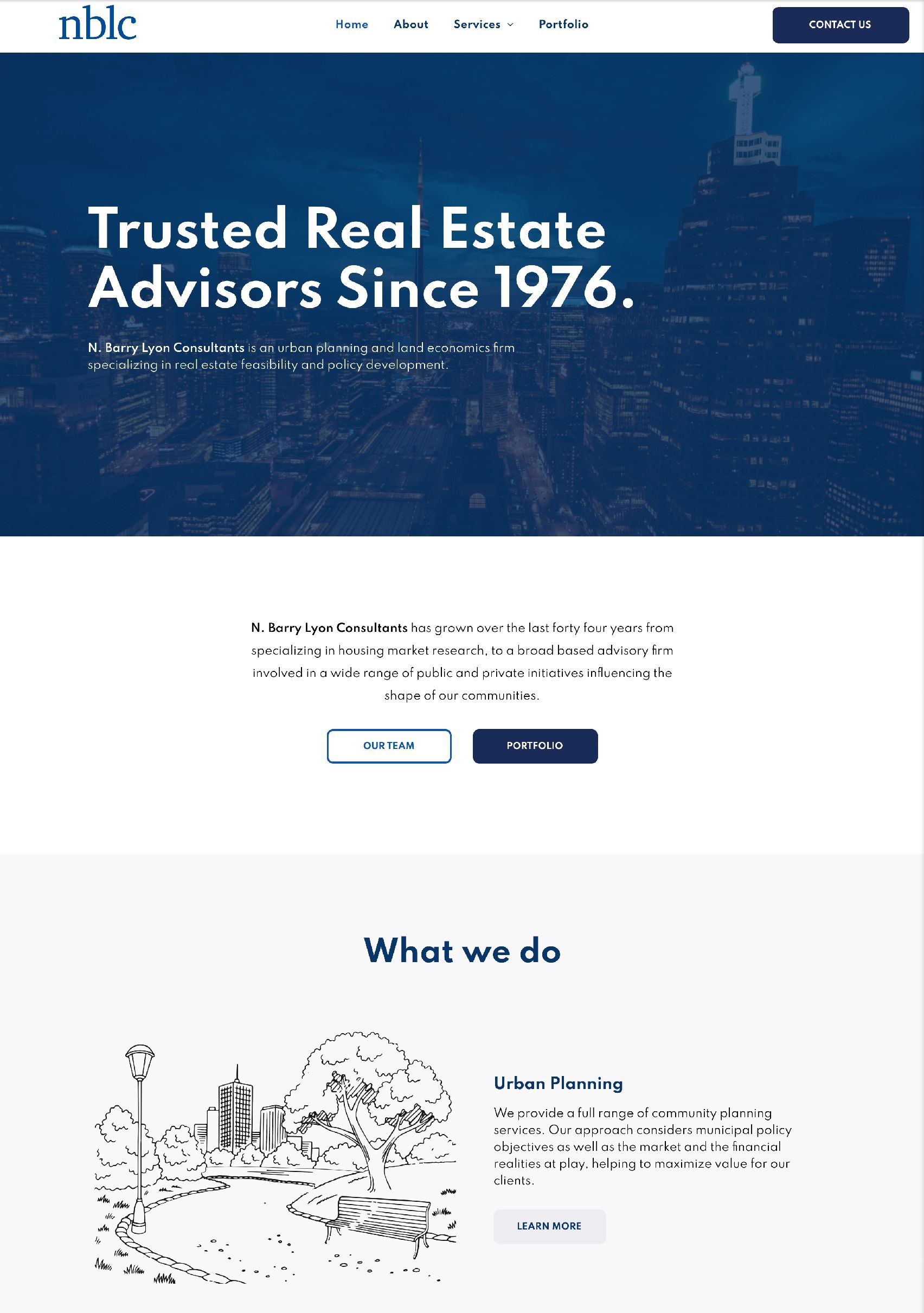 a website for NBLC trusted real estate advisors since 1976
