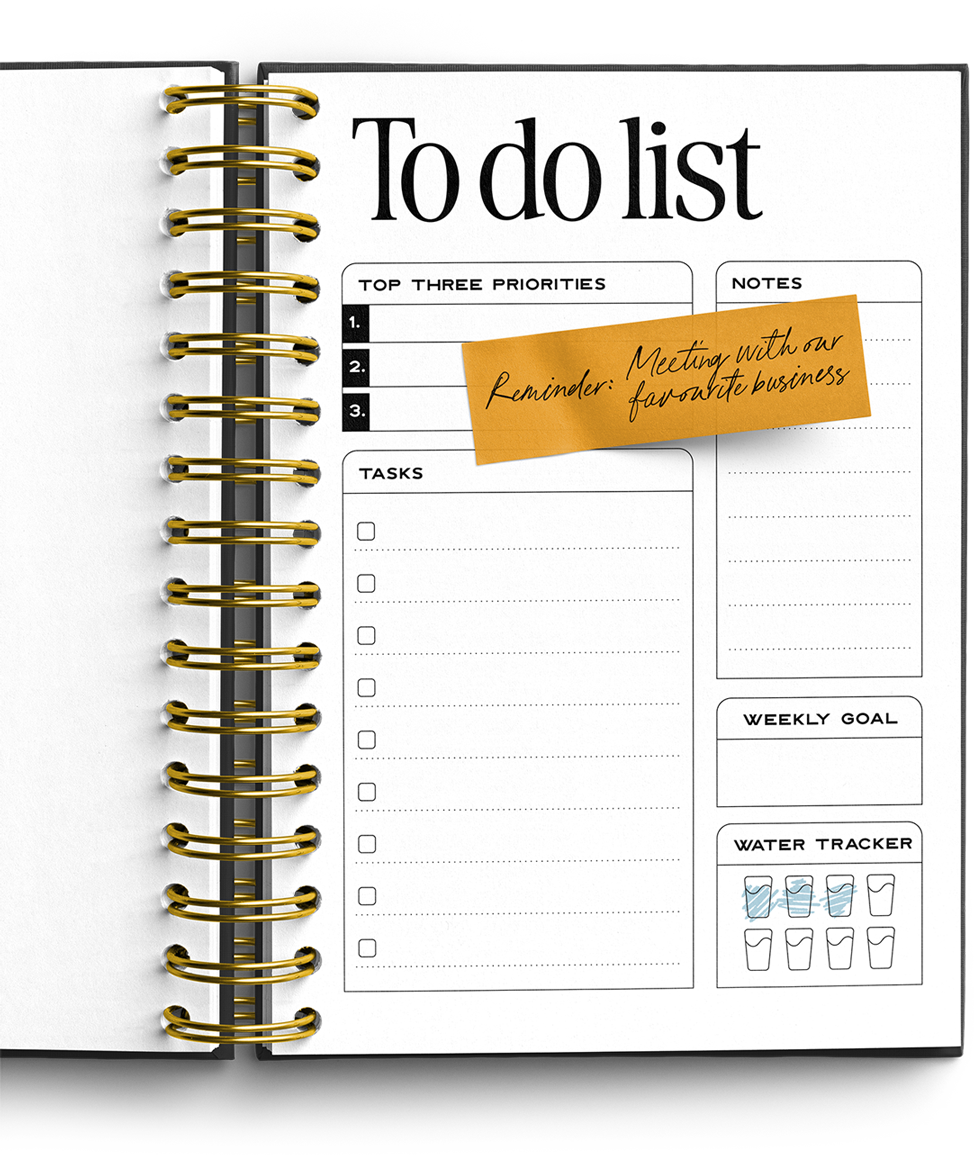 A notebook with a to do list written on it