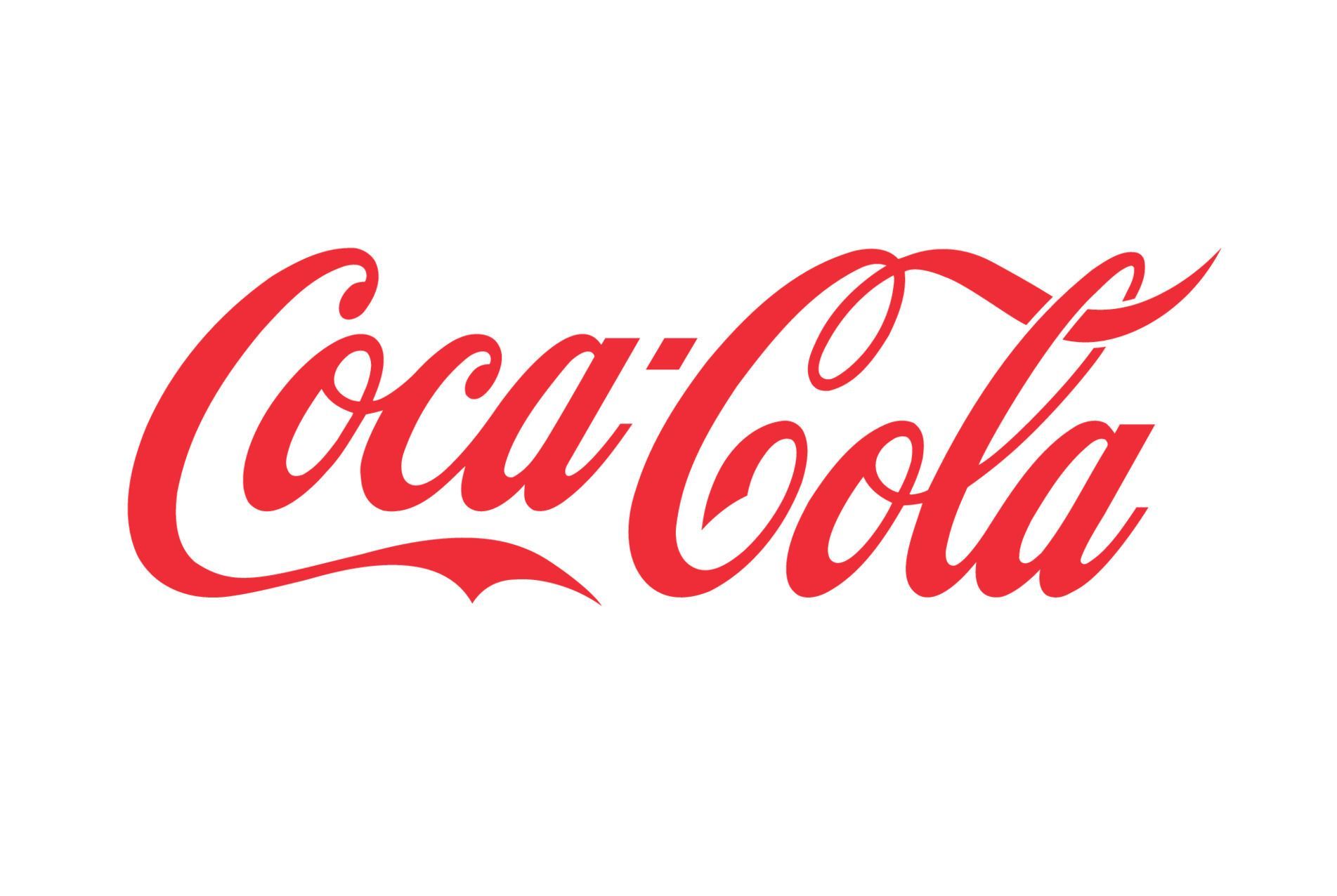 A red coca cola logo on a white background.