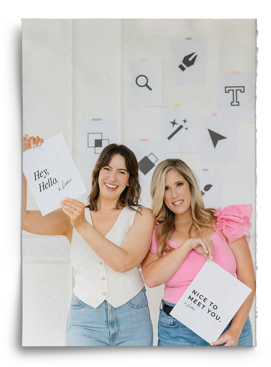 Two women are standing next to each other from a branding design company