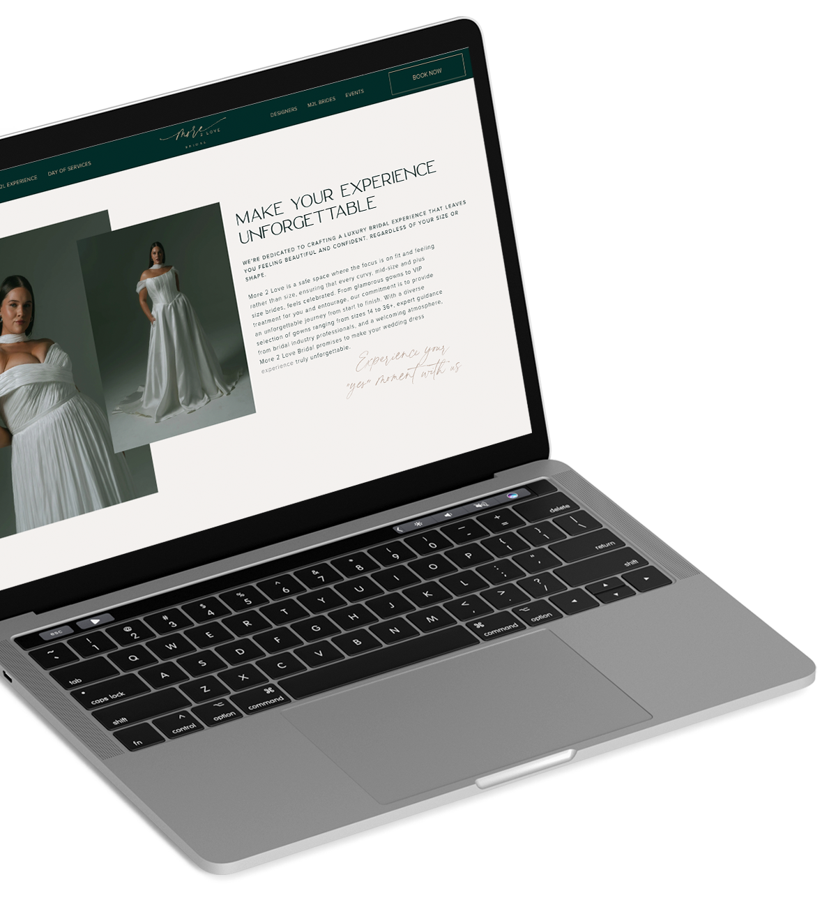 A laptop with a picture of a woman in a white dress on the screen