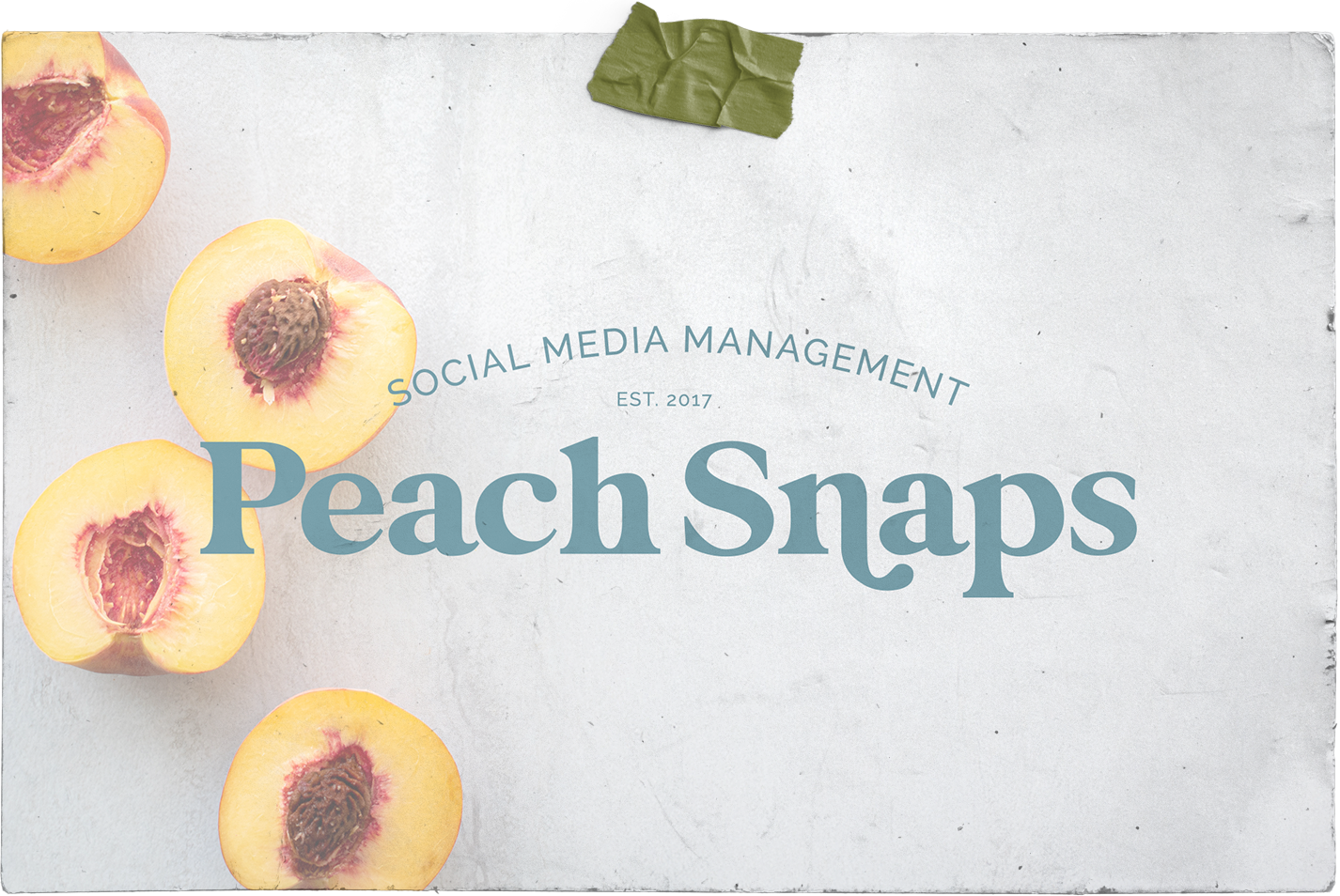 A card that says peach snaps on it for semi-custom brand kits