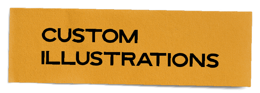 A piece of paper that says custom illustrations on it