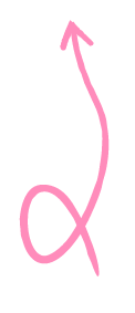 A pink arrow pointing up on a white background.