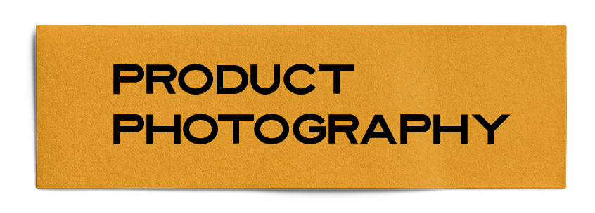 A yellow sign that says product photography on it