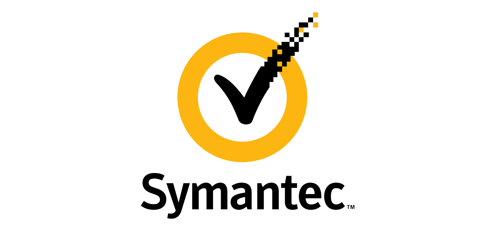 The symantec logo has a check mark in a yellow circle.