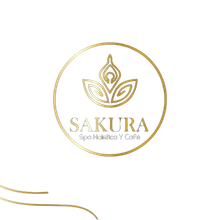 Un logotipo para un spa llamado Sakura Spa Holistico y Cafe.