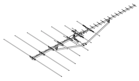 A 3d model of an antenna on a white background.