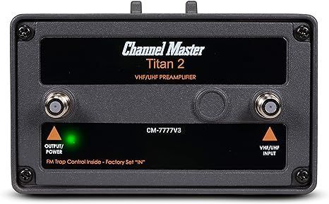 a channel master titan 2 amplifier is shown on a white background .