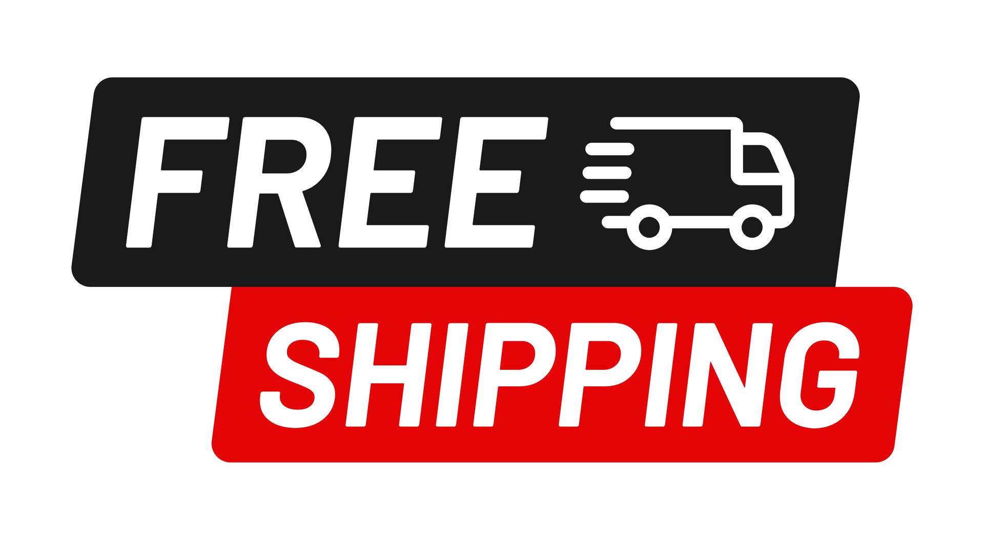 A free shipping logo with a truck on it.