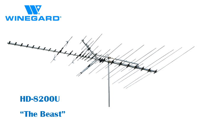 An outdoor, multi-element directional TV antenna.