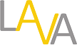 The word lava is written in yellow and gray on a white background.