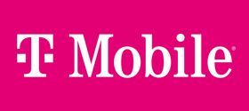 The t mobile logo is on a pink background