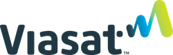 A blue and green logo for viasat tm