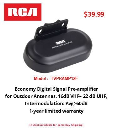 Digital Antenna RCA UHF/VHF Digital Signal Preamplifier For