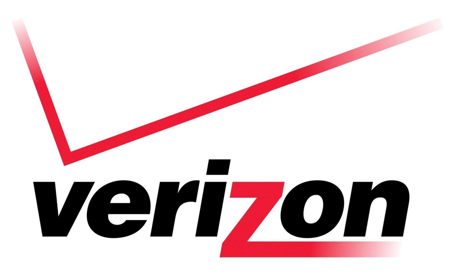 A verizon logo with a red arrow on a white background