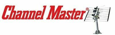 A channel master logo with a picture of an antenna on a pole.