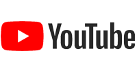 A youtube logo with a play button on a white background.