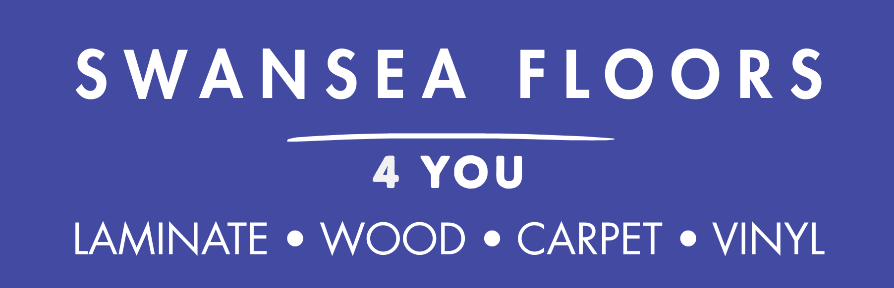 Blue “Swansea Floors 4 You” logo with white text and “laminate, wood, carpet, vinyl” underneath