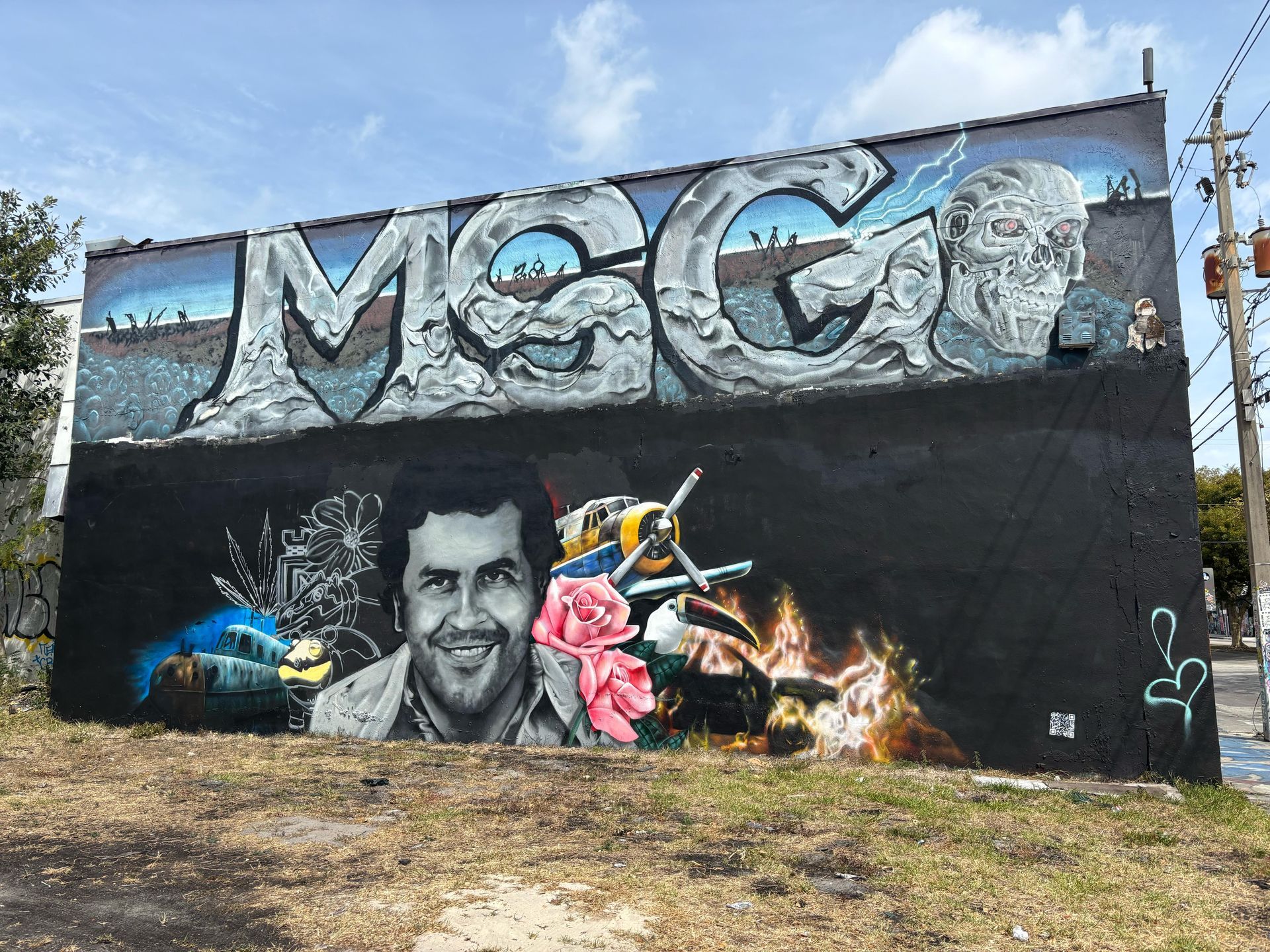 Pablo Escobar Mural in Wynwood Walls on the Miami Tour Bus