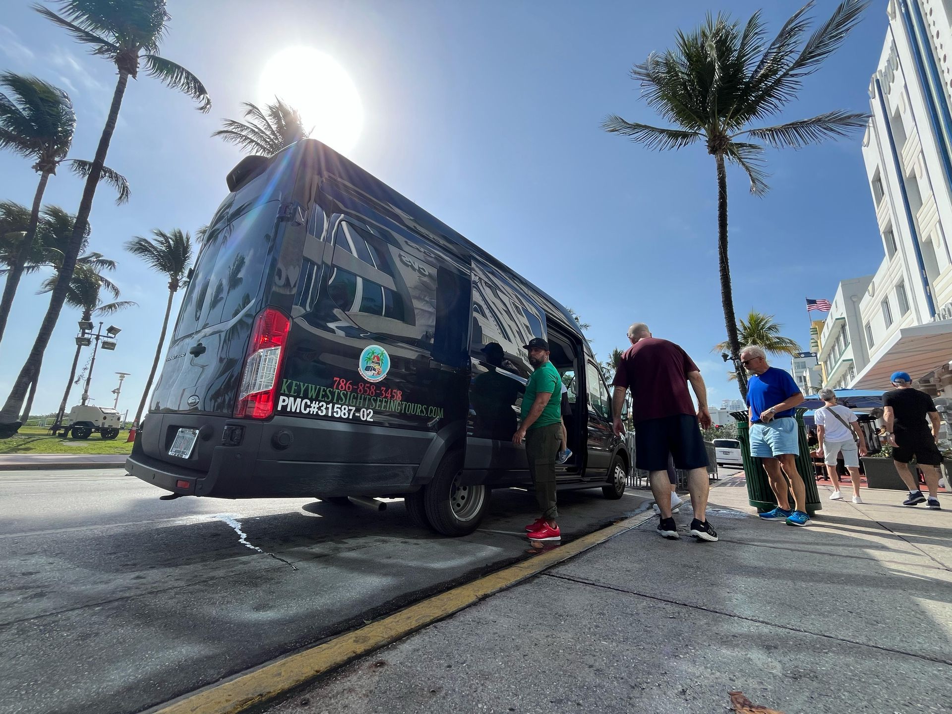 Miami City Bus Tour driving along the famous Ocean Drive in South Beach
