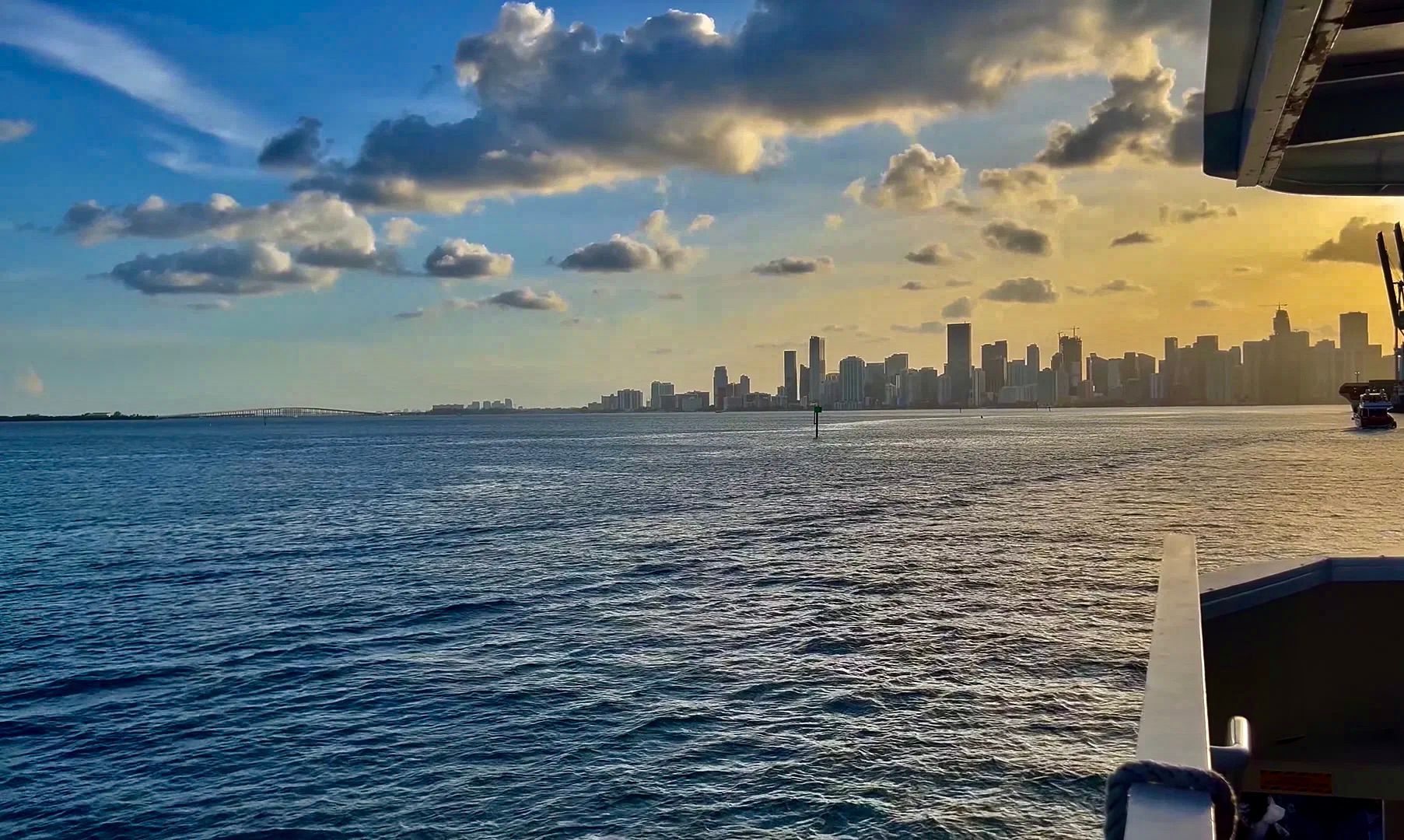 Biscayne Bay and Miami Beach. Coming Back from Star Island. a Sunset Sail.