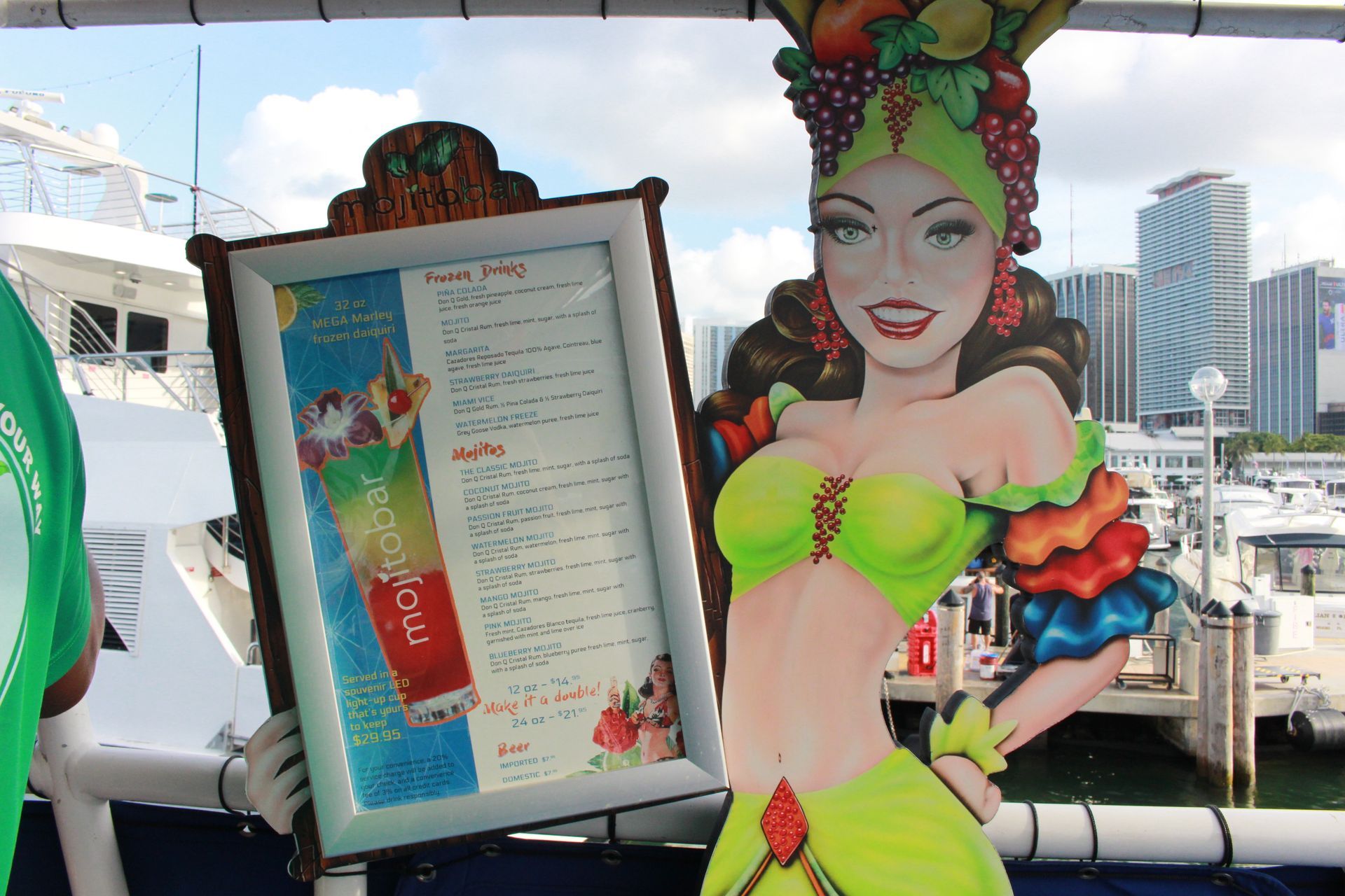 Mojito Statue on the Bayside Boat ride part of the Highlights of the route in Biscayne Bay 