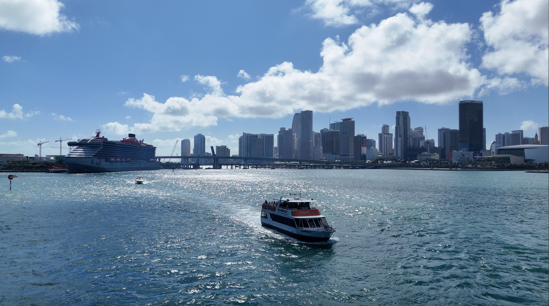 Open-air top deck on Biscayne Bay Boat Tour with panoramic views
