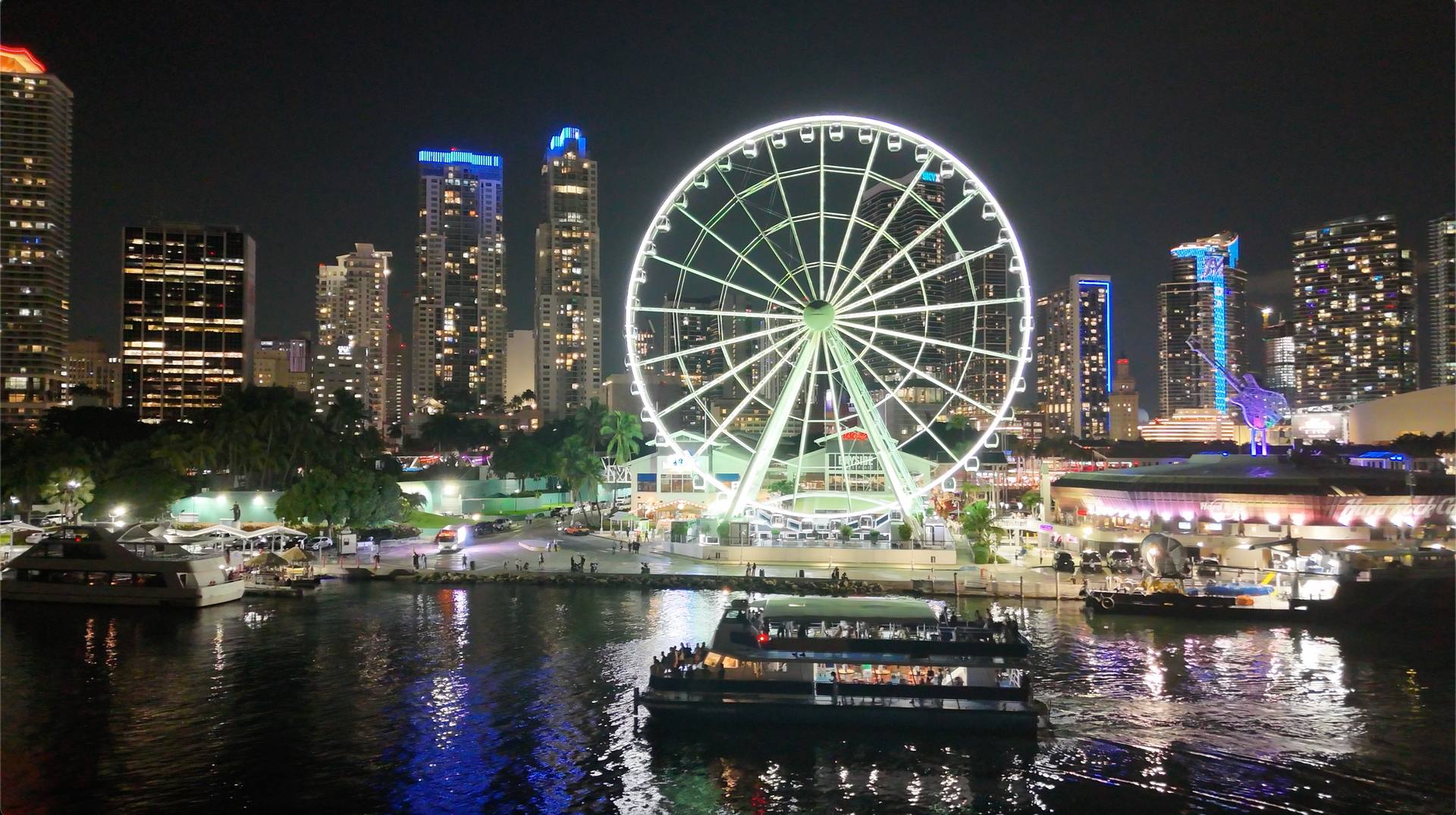 Biscayne Bay boat tour at night