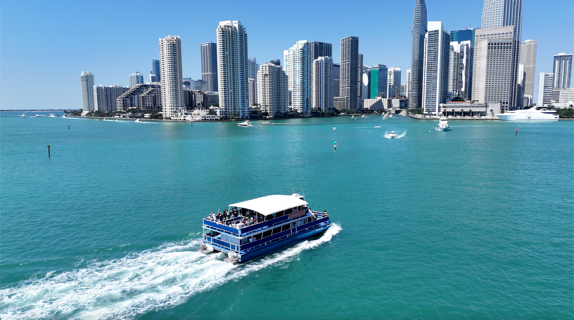 Island time Cruising by the Miami Skyline