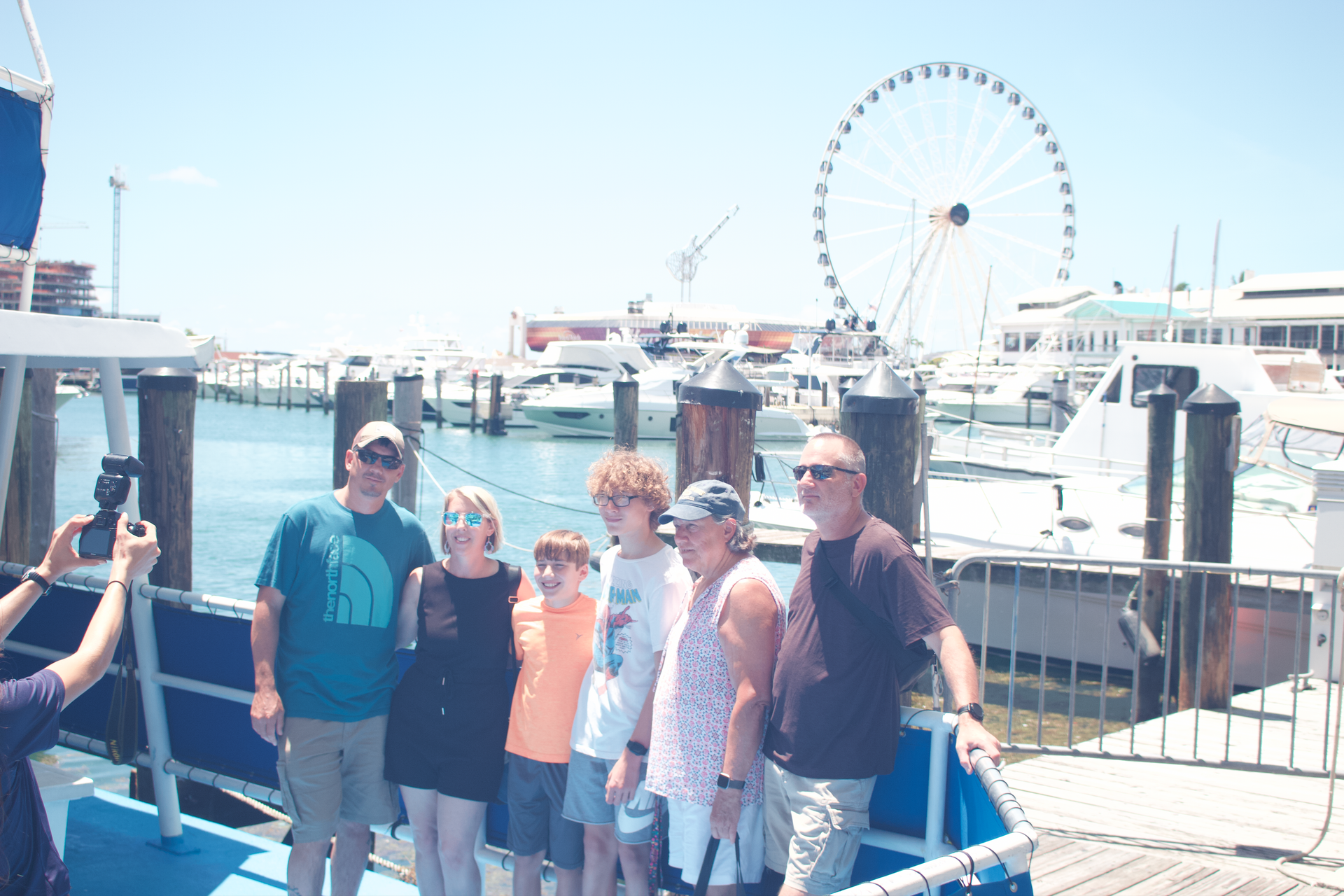 Miami Short Cruise, family boarding in Bayside Marketplace.