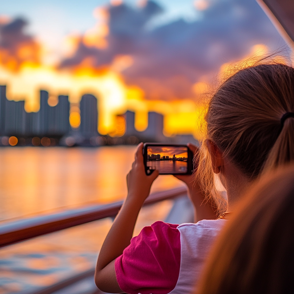 little-girl-taking-photos-of-miami-skyline-sunset-tour.jpg