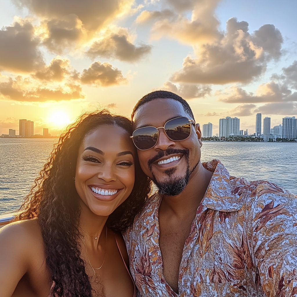 Couple enjoying the view of Millionaire's Row during the sunset sail.