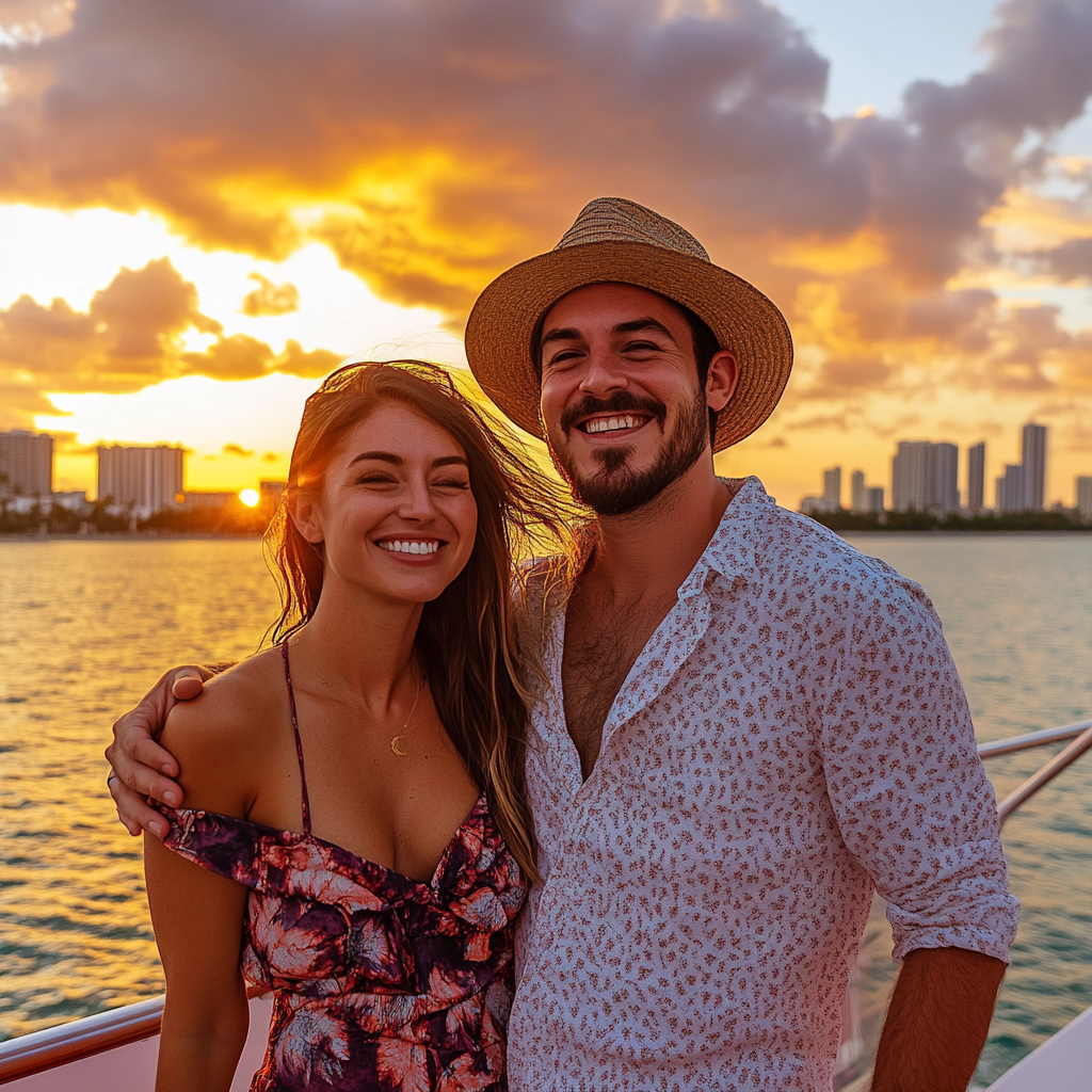 Fun selfie with the Mojito Bar and sunset glow in the background.