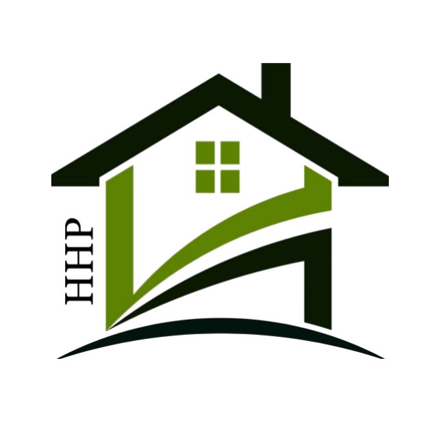 Green and black house logo with 