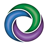 A blue , green , and purple circle on a white background.