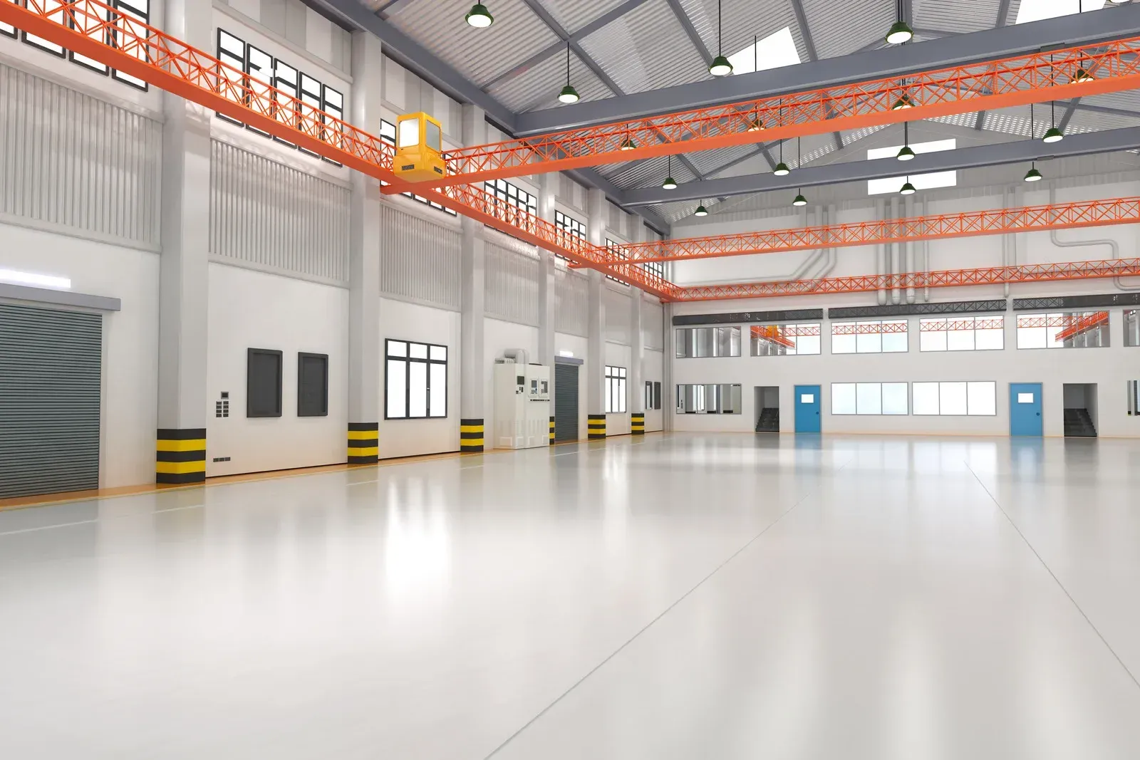 A large room with a lot of furniture and a lot of windows.