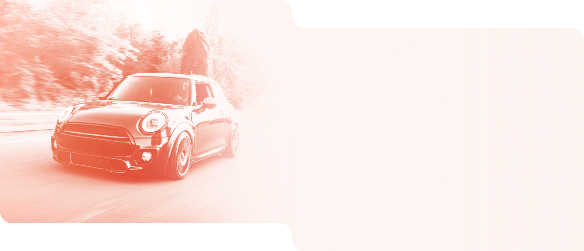 Red sports car on a pale pink background with a bright orange glow effect