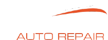 Auto Repair logo with orange text and a red-orange swoosh above it