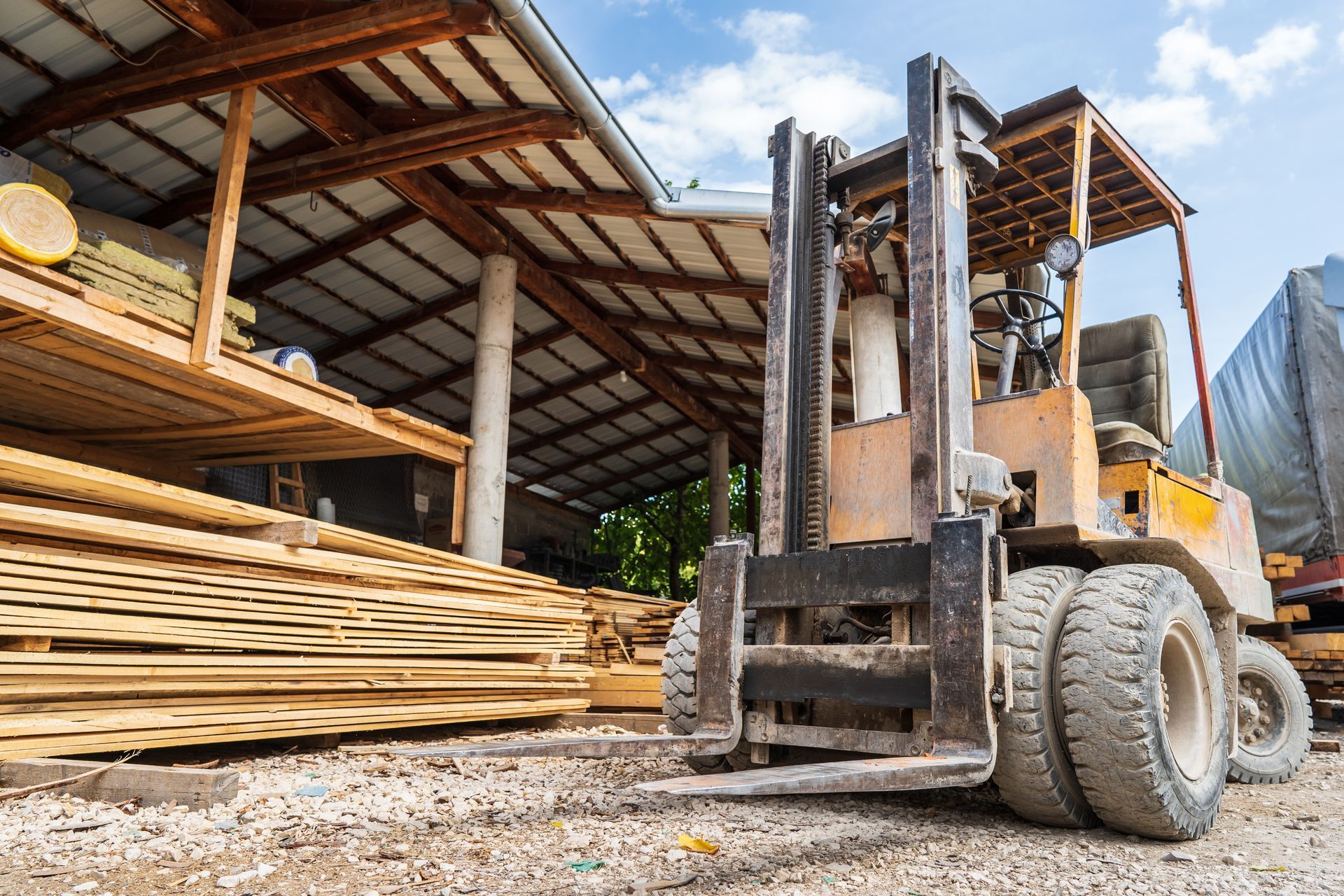 Forklift loader for warehouse.