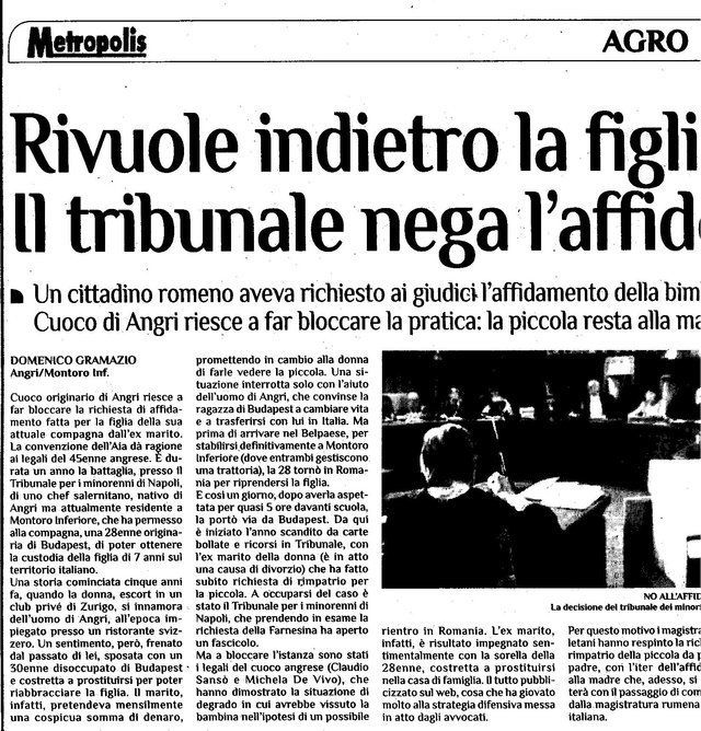 Un articolo di giornale affido figli