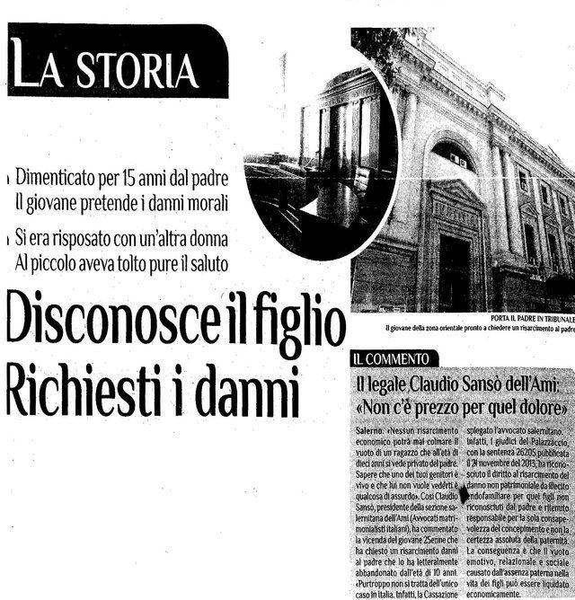 Un articolo di giornale sul risarcimento danni