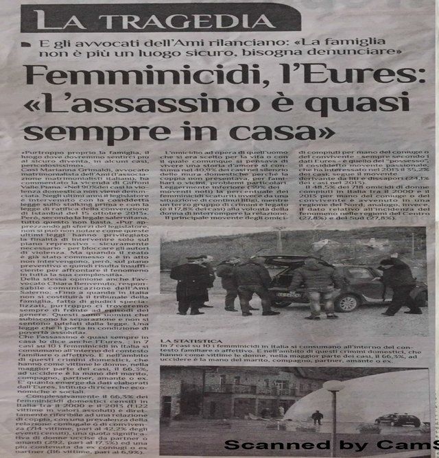 Un articolo di giornale sui femminicidi