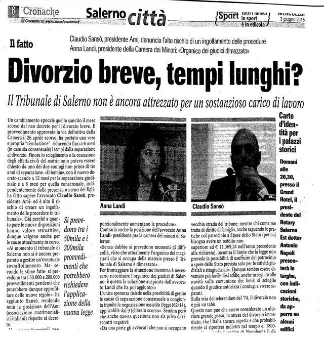 Un articolo di giornale sul divorzio