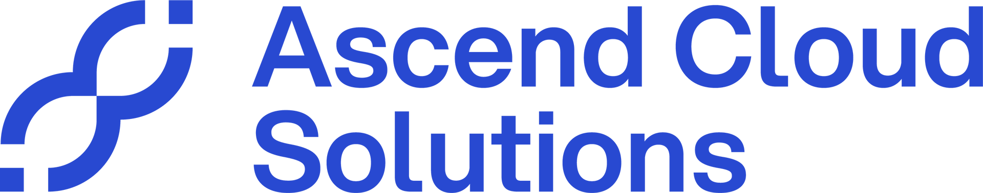 Ascend Cloud Solutions logo with a stylized blue double-curve graphic.