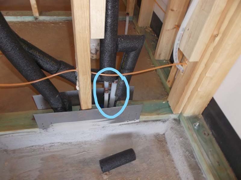 A blue circle shows where a pipe is going