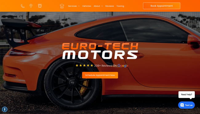 Eurotech motors home page hero seciton