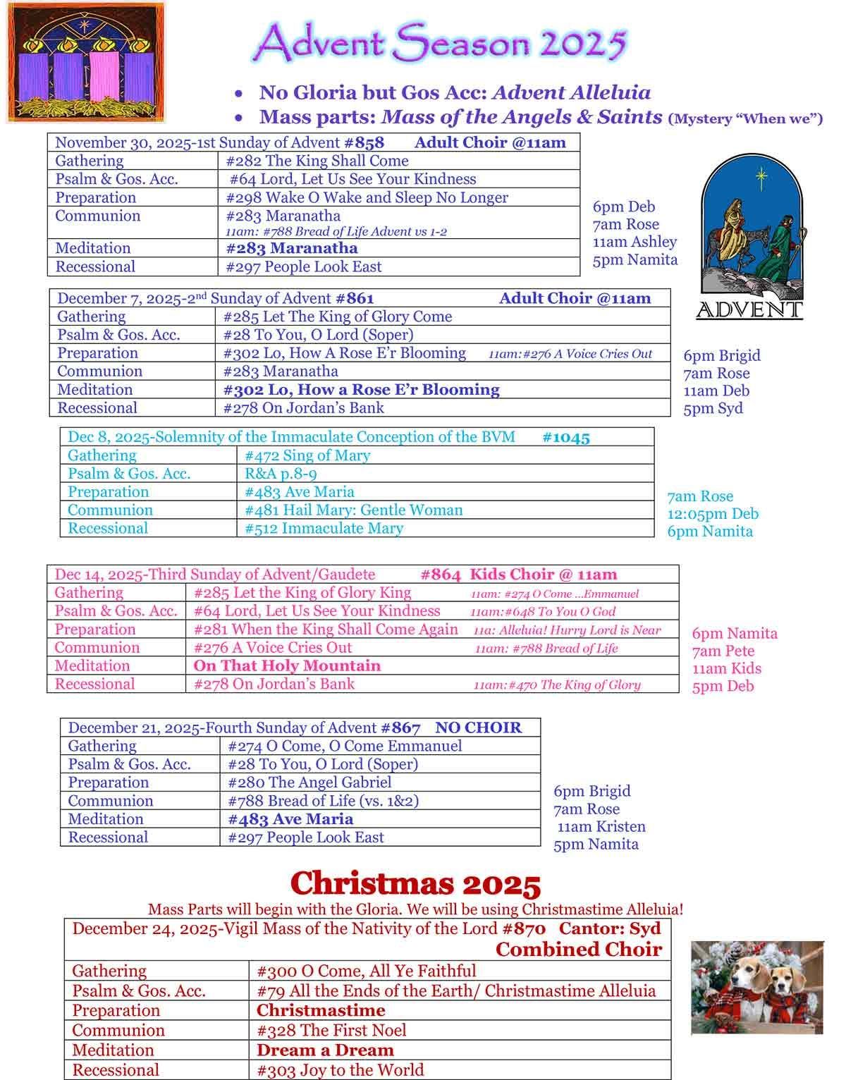 Advent - Christmas Schedule 2025 Page 1
