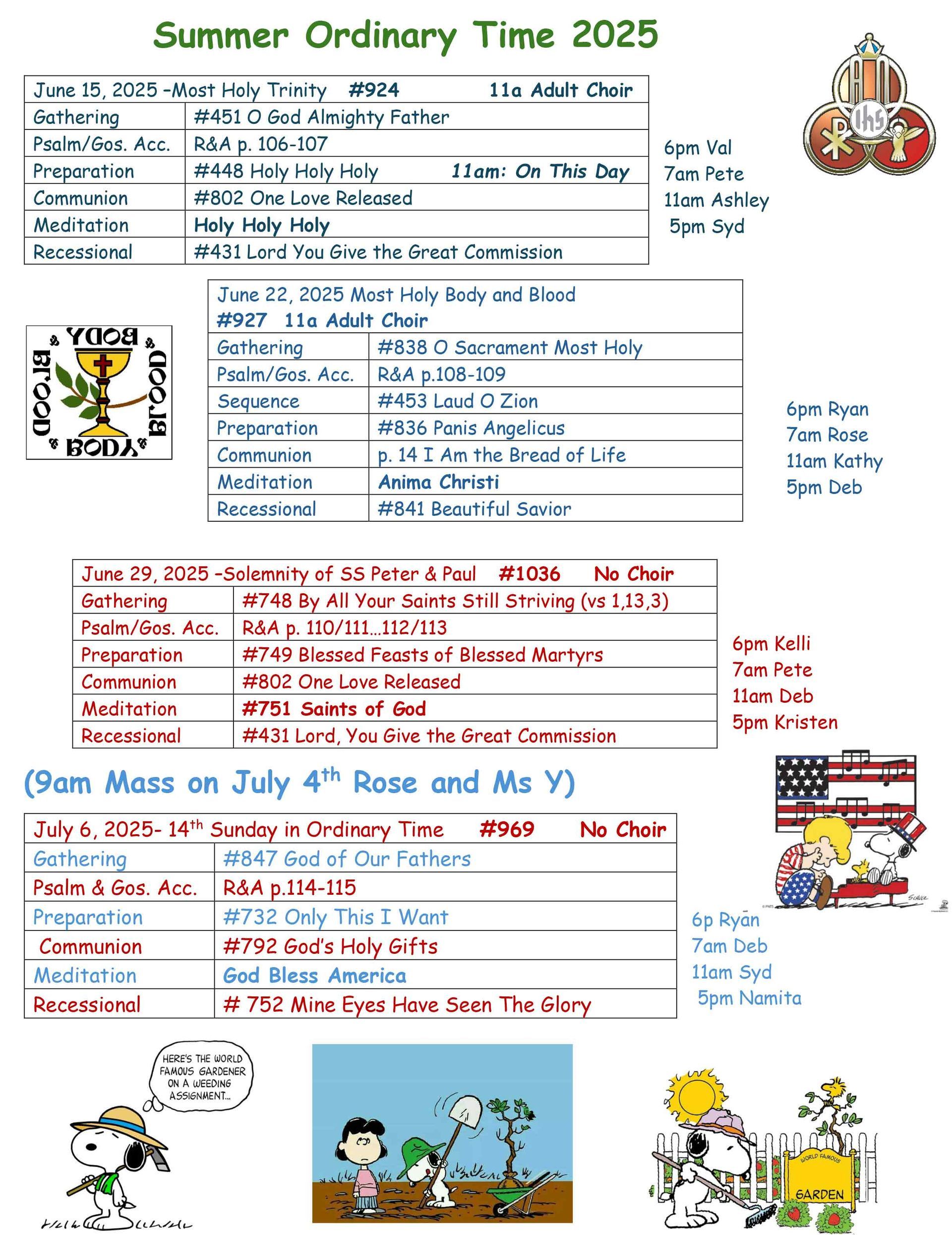 Easter Season Schedule Continued 2025 Page 2